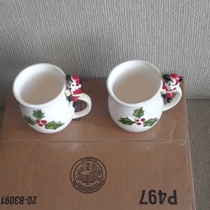 (2) Vintage Xmas Mickey Mouse Coffee Mugs